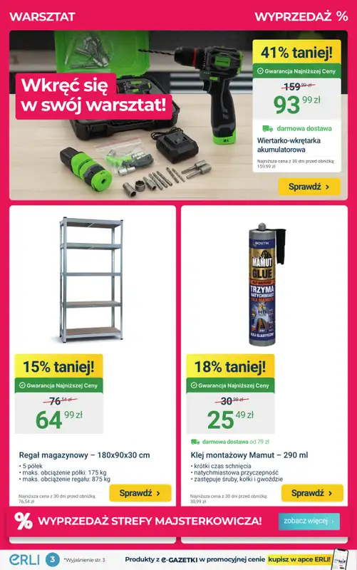 ERLI - gazetka promocyjna TOP OKAZJE w Strefie Majsterkowicza! od piątku 16.01 do niedzieli 18.01 - strona 3