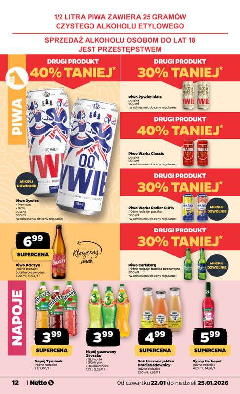 Netto - gazetka promocyjna Gazetka Spożywcza od czwartku 22.01 do niedzieli 25.01 - strona 12