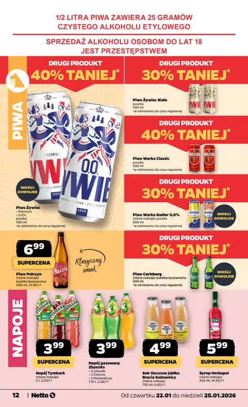 Netto - gazetka promocyjna Gazetka Spożywcza od czwartku 22.01 do niedzieli 25.01 - strona 12