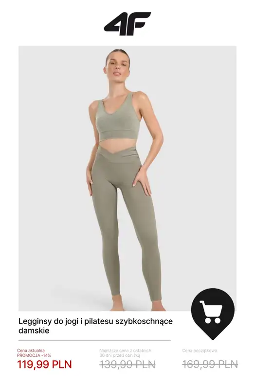4F - gazetka promocyjna Do -50% na ubrania do jogi i pilatesu od piątku 16.01  - strona 9