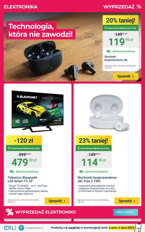 ERLI - gazetka promocyjna HOT PROMOCJE - Supermarket, AGD i Elektronika od poniedziałku 19.01 do niedzieli 25.01 - strona 7