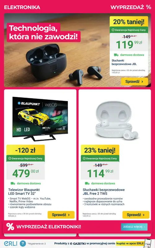 ERLI - gazetka promocyjna HOT PROMOCJE - Supermarket, AGD i Elektronika od poniedziałku 19.01 do niedzieli 25.01 - strona 7