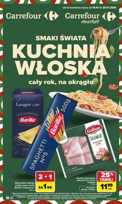 Carrefour - gazetka promocyjna Gazetka Kuchnia Włoska od poniedziałku 12.01 do niedzieli 25.01