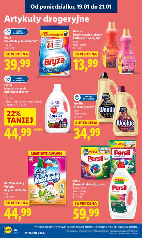 Lidl - gazetka promocyjna Oferta od poniedziałku od poniedziałku 19.01 do środy 21.01 - strona 64
