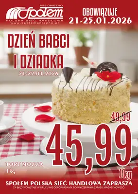 Społem - Blisko i Korzystnie - gazetka promocyjna Dzień Babci i Dziadka PSS Gniezno od środy 21.01 do niedzieli 25.01