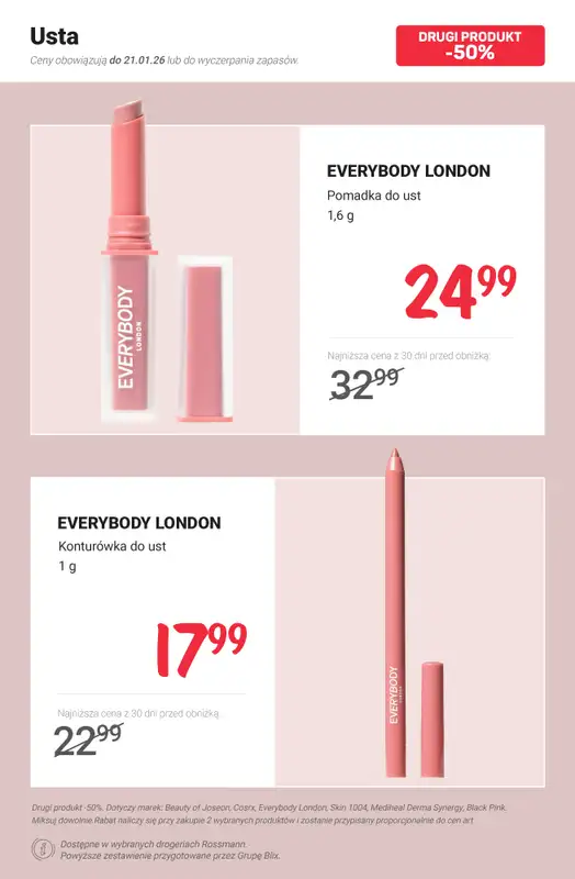Rossmann - gazetka promocyjna -50% na drugi produkt wybranych marek od poniedziałku 19.01 do środy 21.01 - strona 2
