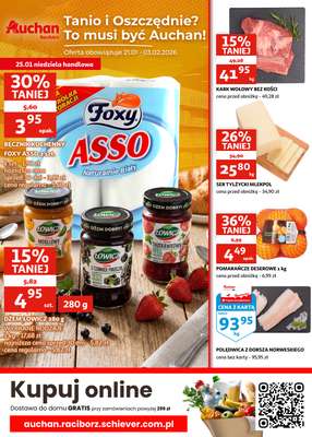 Auchan - gazetka promocyjna Gazetka Racibórz I Tanio i oszczędnie od środy 21.01 do wtorku 03.02