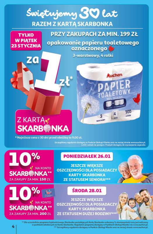 Auchan - gazetka promocyjna Gazetka 30 Lat Hipermarket Auchan od czwartku 22.01 do środy 28.01 - strona 4