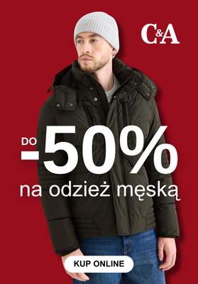 C&A - gazetka promocyjna Do -50% na odzież męską od wtorku 20.01 
