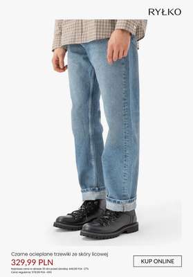 Czarne ocieplane trzewiki ze skóry licowej