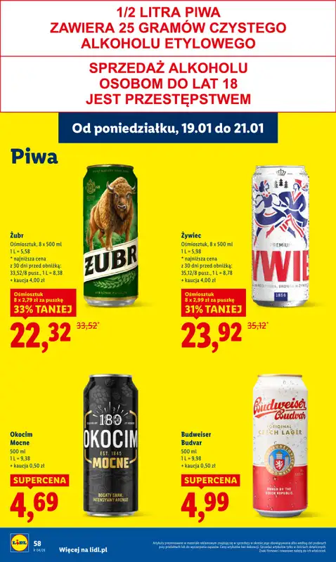 Lidl - gazetka promocyjna Oferta od poniedziałku od poniedziałku 19.01 do środy 21.01 - strona 58