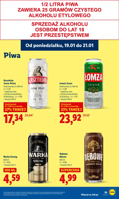 Lidl - gazetka promocyjna Oferta od poniedziałku od poniedziałku 19.01 do środy 21.01 - strona 59