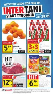 Intermarche - gazetka promocyjna Intertani start tygodnia od poniedziałku 26.01 do środy 28.01