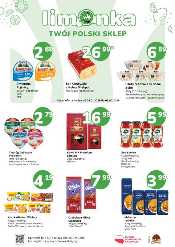 Limonka - gazetka promocyjna Plakaty promocyjne od czwartku 29.01 do niedzieli 08.02