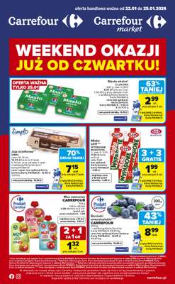 Carrefour - gazetka promocyjna Gazetka Weekend okazji  już od czwartku od czwartku 22.01 do niedzieli 25.01