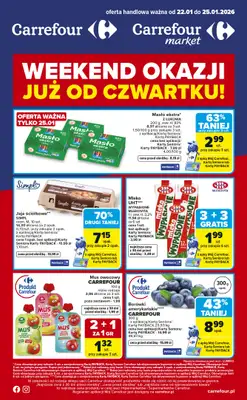 Carrefour Market - gazetka promocyjna Gazetka Weekend okazji  już od czwartku od czwartku 22.01 do niedzieli 25.01