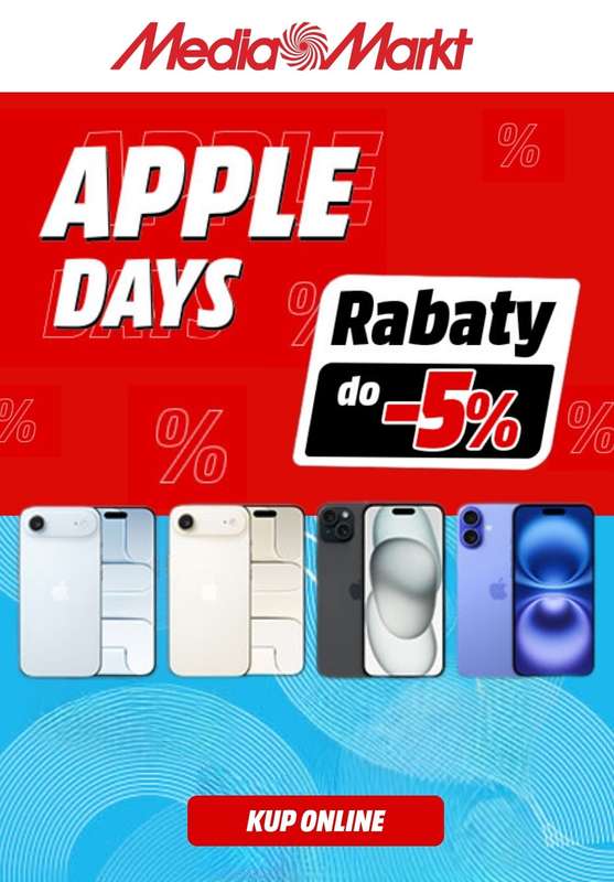 Media Markt - gazetka promocyjna Do -5% na wybrane produkty Apple od środy 21.01 do wtorku 27.01