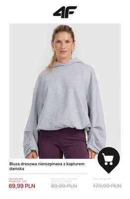 Bluza dresowa nierozpinana z kapturem damska