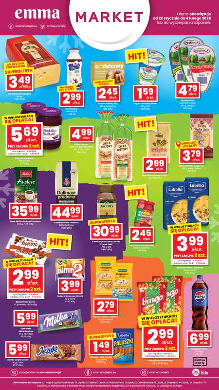 emma MARKET - gazetka promocyjna Plakaty promocyjne od czwartku 22.01 do środy 04.02