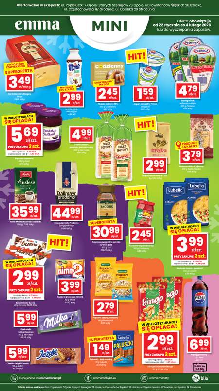 emma MARKET - gazetka promocyjna Plakaty promocyjne - Emma Mini od czwartku 22.01 do środy 04.02