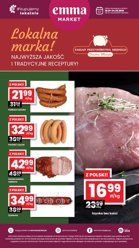 emma MARKET - gazetka promocyjna Plakat promocyjny od czwartku 29.01 do środy 04.02