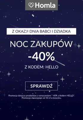 Homla - gazetka promocyjna Noc zakupów -40% od środy 21.01 