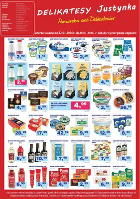 Delikatesy Justynka - gazetka promocyjna Gazetka od czwartku 22.01 do środy 28.01