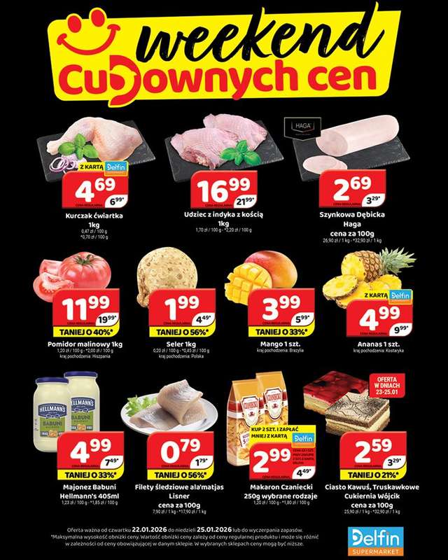 Delfin - gazetka promocyjna Weekend cudownych cen od czwartku 22.01 do niedzieli 25.01