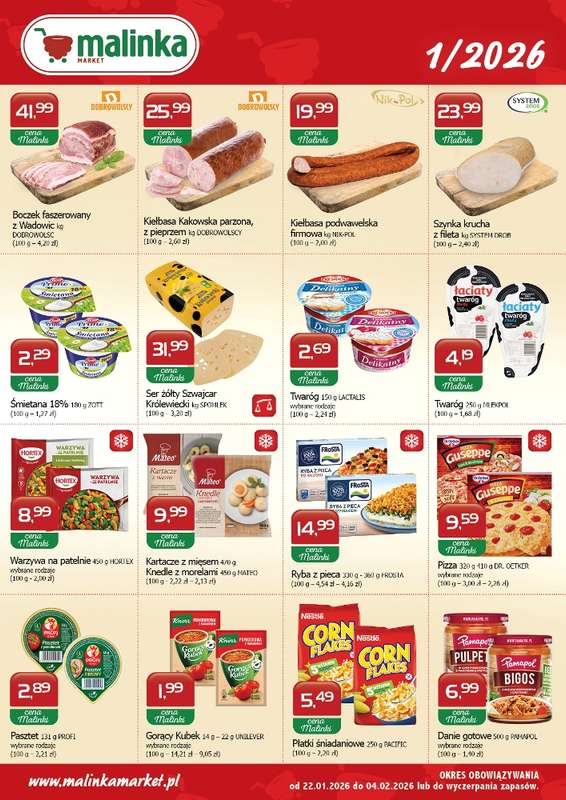 MALINKA - gazetka promocyjna Gazetka od czwartku 22.01 do środy 04.02