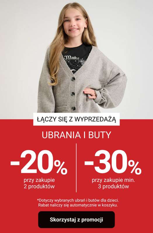 Smyk - gazetka promocyjna Do -30% na ubrania i buty - łączy się z WYPRZEDAŻĄ! od czwartku 22.01 do poniedziałku 26.01