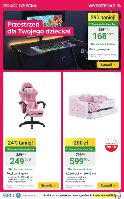 ERLI - gazetka promocyjna Bestsellery – meble i wyposażenie domu! od piątku 23.01 do niedzieli 25.01 - strona 6