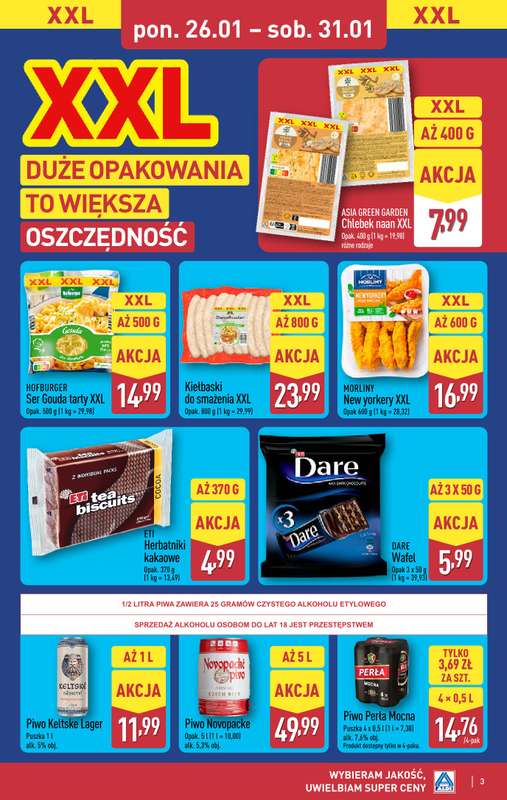 Aldi - gazetka promocyjna Tydzień XXL w Aldi! od poniedziałku 26.01 do soboty 31.01 - strona 3