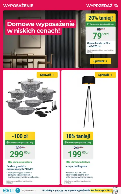 ERLI - gazetka promocyjna DOM, O JAKIM MARZYSZ - najtaniej z Erli! od poniedziałku 26.01 do niedzieli 01.02 - strona 2