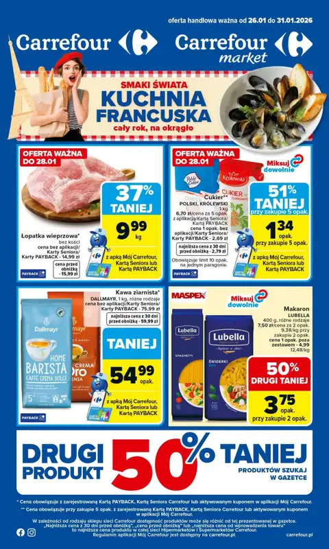 Carrefour Market - gazetka promocyjna Gazetka Carrefour Market od poniedziałku od poniedziałku 26.01 do soboty 31.01