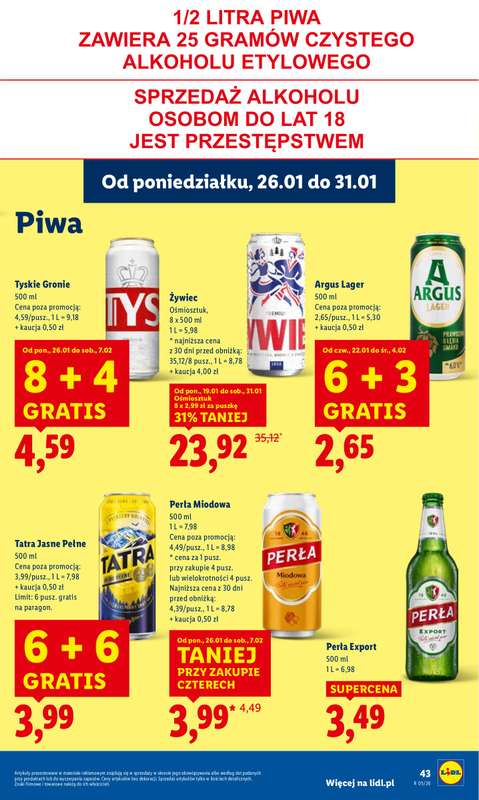 Lidl - gazetka promocyjna Oferta od poniedziałku od poniedziałku 26.01 do środy 28.01 - strona 43
