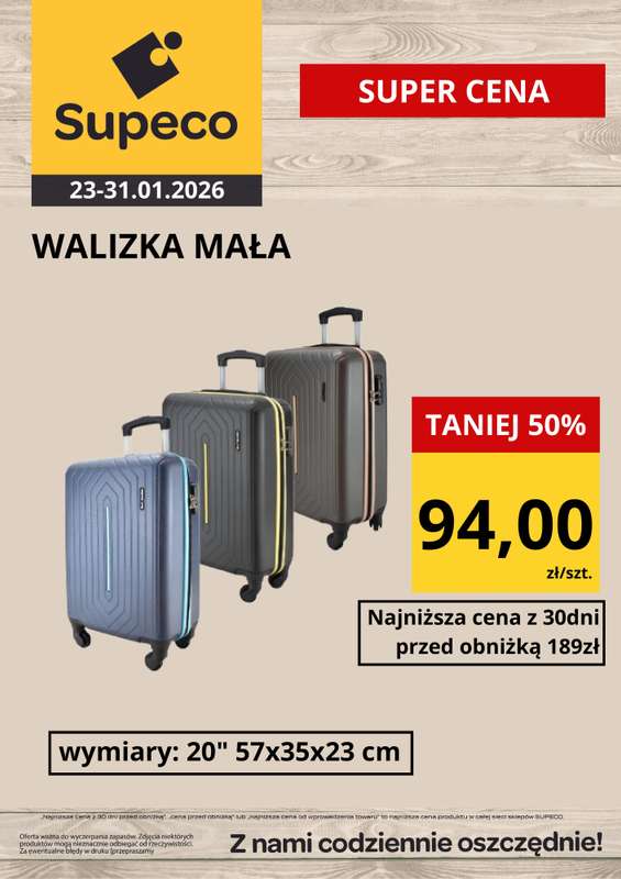 Supeco - gazetka promocyjna Walizki Super ceny od poniedziałku 26.01 do soboty 31.01