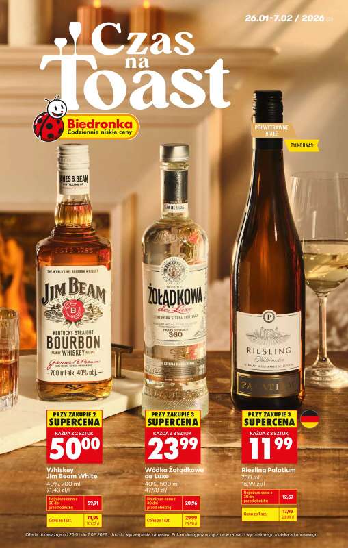 Biedronka - gazetka promocyjna Oferta alkoholowa od poniedziałku 26.01 do soboty 07.02