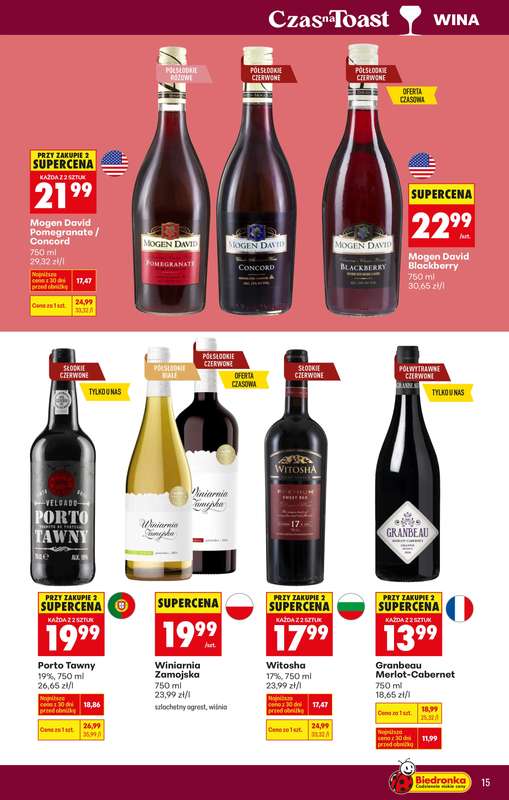 Biedronka - gazetka promocyjna Oferta alkoholowa od poniedziałku 26.01 do soboty 07.02 - strona 15