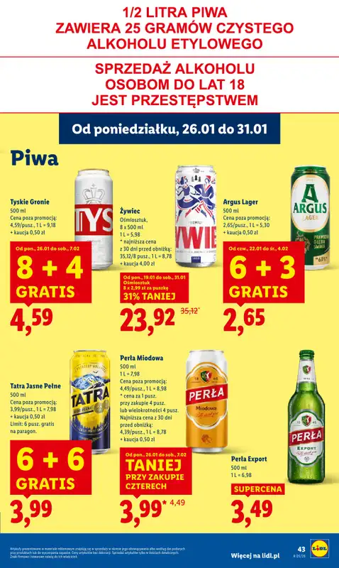Lidl - gazetka promocyjna Oferta od poniedziałku od poniedziałku 26.01 do środy 28.01 - strona 43