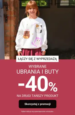 Smyk - gazetka promocyjna -40% na drugą sztukę - łączy się z WYPRZEDAŻĄ! od poniedziałku 26.01 do środy 28.01