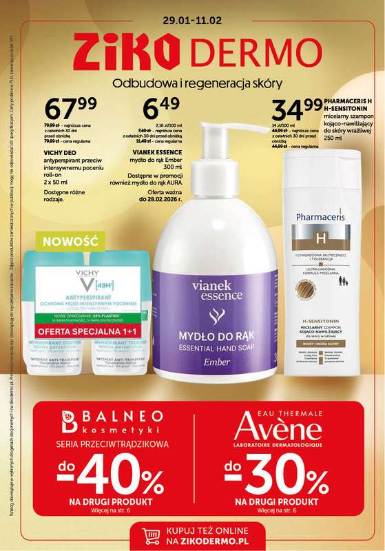Ziko Dermo - gazetka promocyjna Odbudowa i regeneracja skóry od czwartku 29.01 do środy 11.02