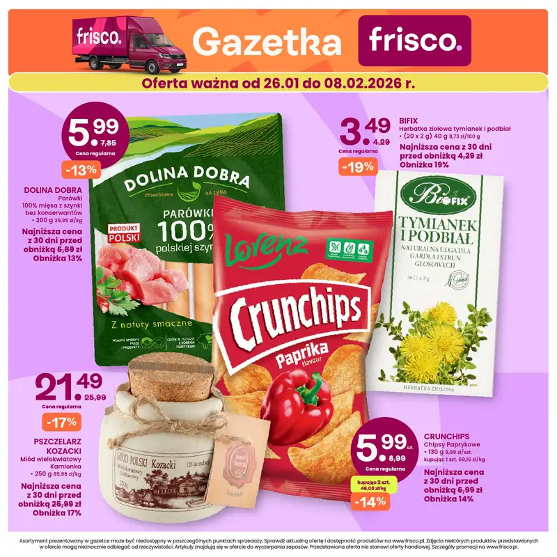 Frisco - gazetka promocyjna Gazetka od poniedziałku 26.01 do niedzieli 08.02