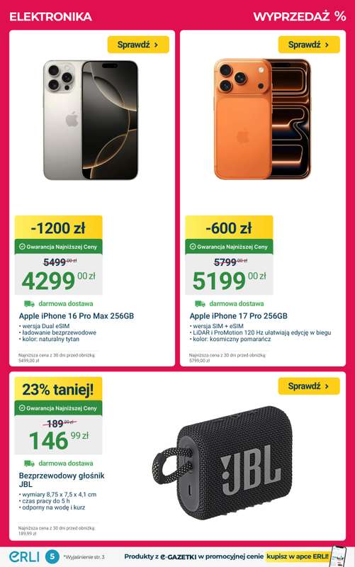 ERLI - gazetka promocyjna Wielkie Rabaty na AGD, Elektronikę i Sprzęt Fitness! od poniedziałku 26.01 do niedzieli 01.02 - strona 5