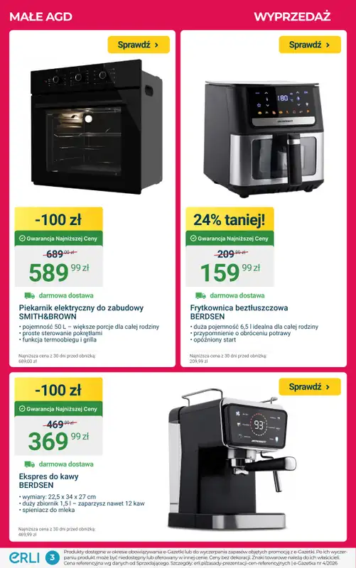 ERLI - gazetka promocyjna Wielkie Rabaty na AGD, Elektronikę i Sprzęt Fitness! od poniedziałku 26.01 do niedzieli 01.02 - strona 3