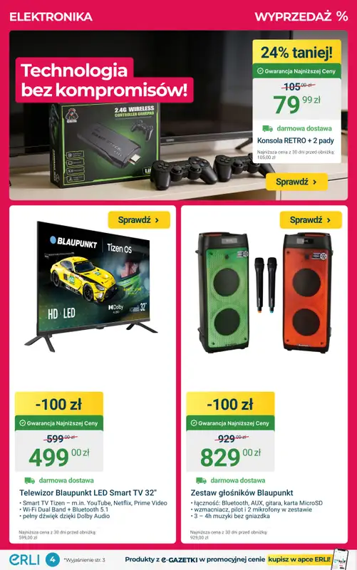 ERLI - gazetka promocyjna Wielkie Rabaty na AGD, Elektronikę i Sprzęt Fitness! od poniedziałku 26.01 do niedzieli 01.02 - strona 4