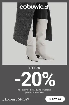 eobuwie.pl - gazetka promocyjna Extra -20% przy zakupach za min.169 zł od środy 28.01 do niedzieli 01.02