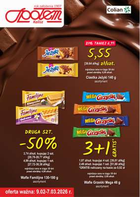 Społem - Blisko i Korzystnie - gazetka promocyjna Plakat promocyjny PSS Kalisz od poniedziałku 09.02 do soboty 07.03