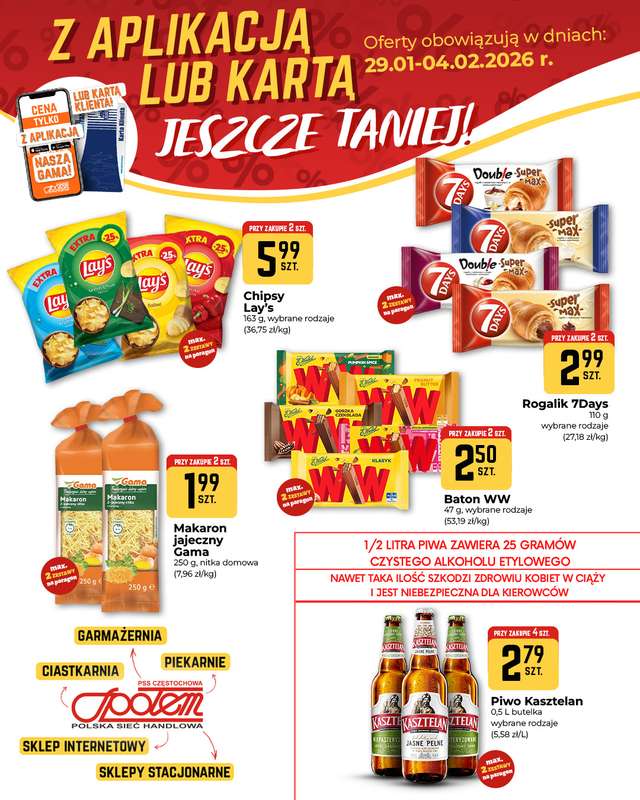Społem Częstochowa - gazetka promocyjna Plakaty promocyjne od czwartku 29.01 do środy 04.02