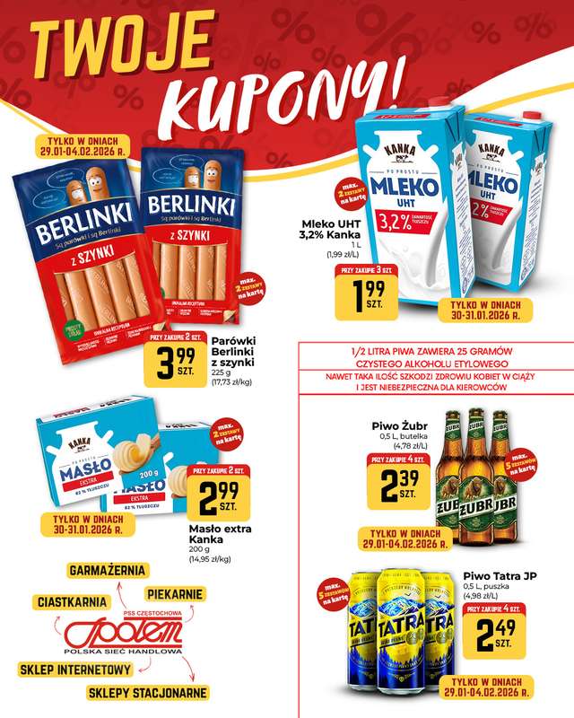 Społem Częstochowa - gazetka promocyjna Plakaty promocyjne od czwartku 29.01 do środy 04.02 - strona 2