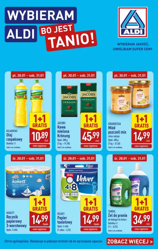Aldi - gazetka promocyjna Wybrane produkty w super cenach Aldi! od czwartku 29.01 do soboty 31.01